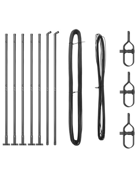 Palo della recinzione 7 pcs Grigio Acciaio
