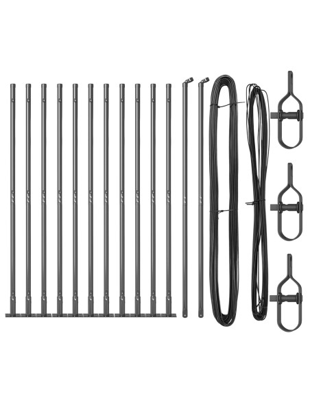 Pali di Recinzione  con Piastra di Base 13 pcs Ø32mm 83,5cm Acciaio Zincato
