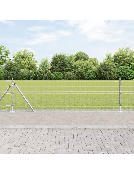 Pali della recinzione  con basi 7 pz Ø32mm 70cm in acciaio zincato
