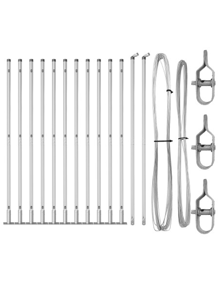Pali per recinzione  con piastre di base 13 pz Ø32mm 78,5cm Acciaio zincato