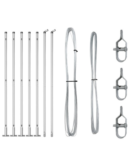 Palo della recinzione 7 pcs Argento Acciaio