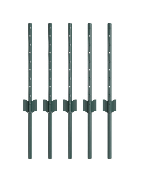 Pali di Recinzione 5 pcs Canale U Verde 40 cm Acciaio