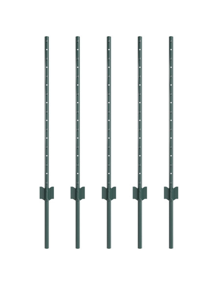 Pali Recinzione 5 pcs Canale U Verde 80 cm Acciaio