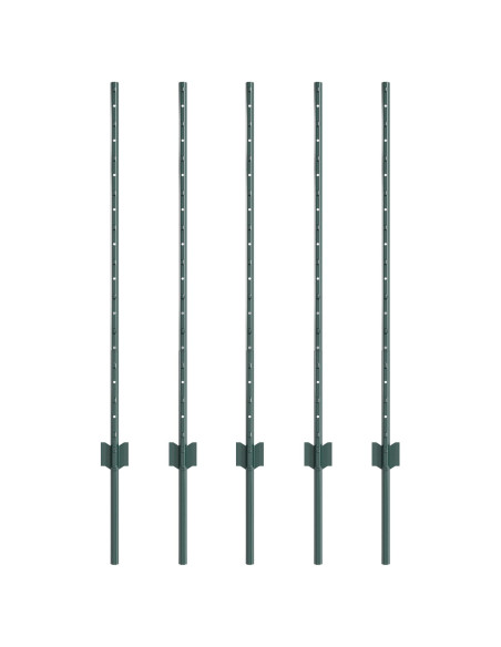 Pali per recinzione 5 pcs U-Channel Verde 100 cm Acciaio