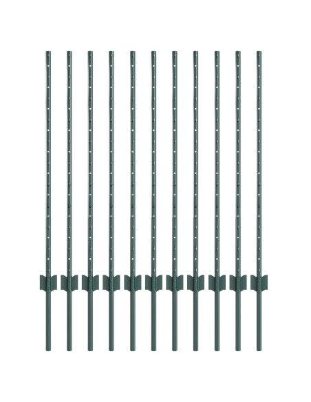 Pali per Recinzione  11 pcs U-Channel Verde 100 cm Acciaio