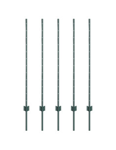 Palo della recinzione 5 pcs Verde 120 cm Acciaio