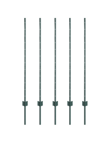 Palo della recinzione 5 pcs Verde 120 cm Acciaio