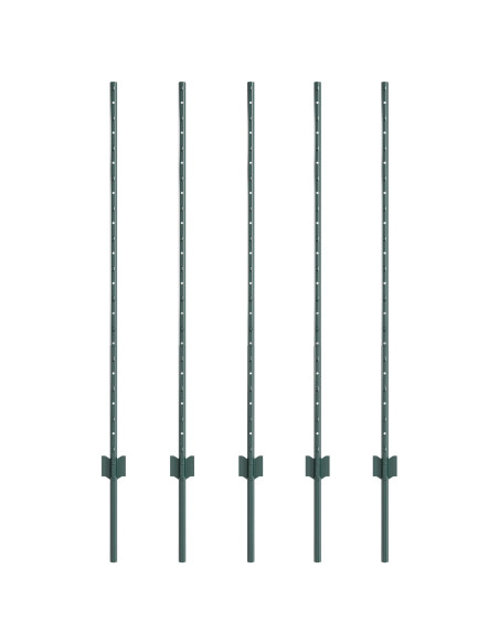 Palo della recinzione 5 pcs Verde 120 cm Acciaio