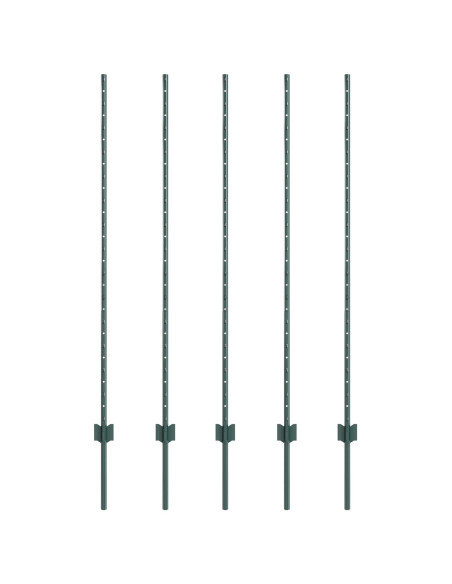 Pali per Recinto 5 pcs U-Channel Verde 140 cm Acciaio
