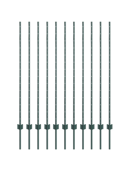 Pali per recinzione  11 pcs U-Channel Verde 140 cm Acciaio