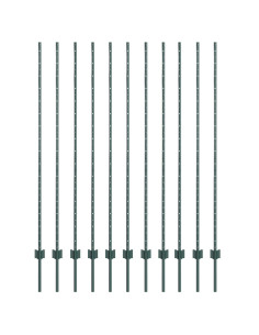 Palo della recinzione 11 pcs Verde 150 cm Acciaio