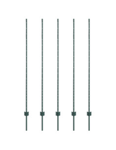 Palo della recinzione 5 pcs Verde 160 cm Acciaio