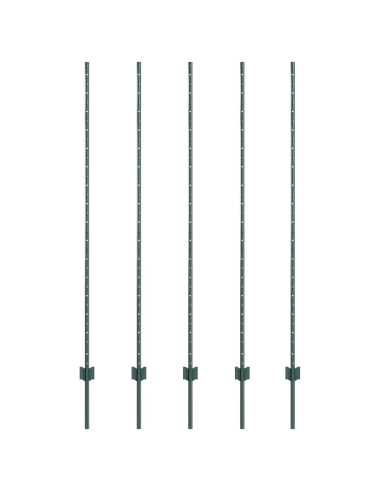 Palo della recinzione 5 pcs Verde 160 cm Acciaio