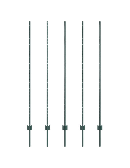 Palo della recinzione 5 pcs Verde 160 cm Acciaio