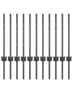 Palo della recinzione 11 pcs Grigio 60 cm Acciaio