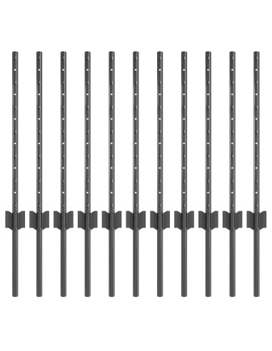 Palo della recinzione 11 pcs Grigio 60 cm Acciaio