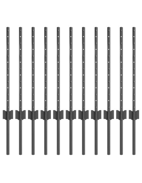 Posti per Recinzione 11 pz U-Channel Grigio 60 cm Acciaio