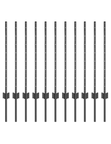 Post per recinzione  11 pz U-Channel Grigio 80 cm Acciaio