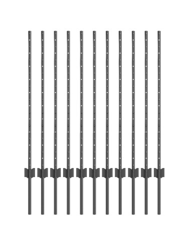 Palo della recinzione 11 pcs Grigio 100 cm Acciaio