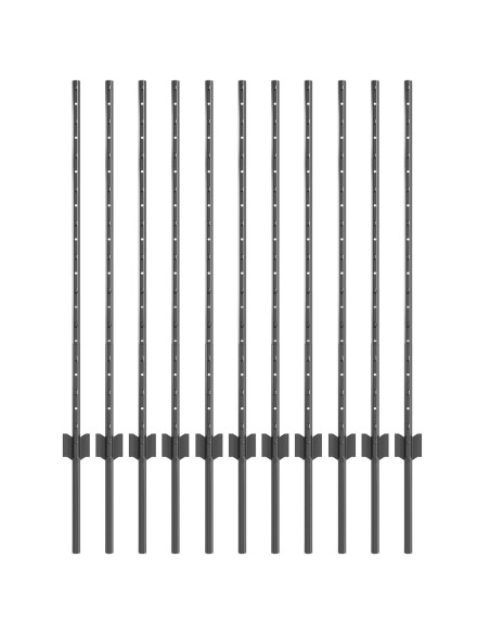 Palo della recinzione 11 pcs Grigio 100 cm Acciaio