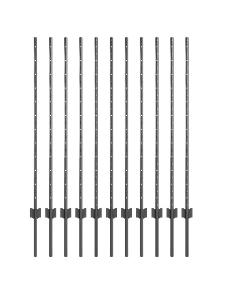 Pali per Recinzione 22 pcs U-Channel Grigio 120 cm Acciaio