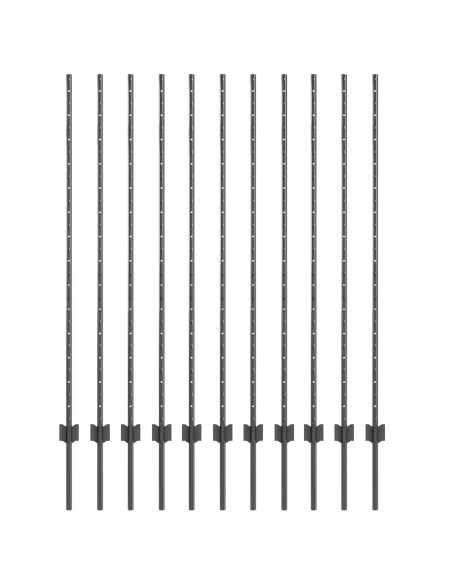 Pali di Recinzione  22 pz Canale a U Grigio 140 cm Acciaio