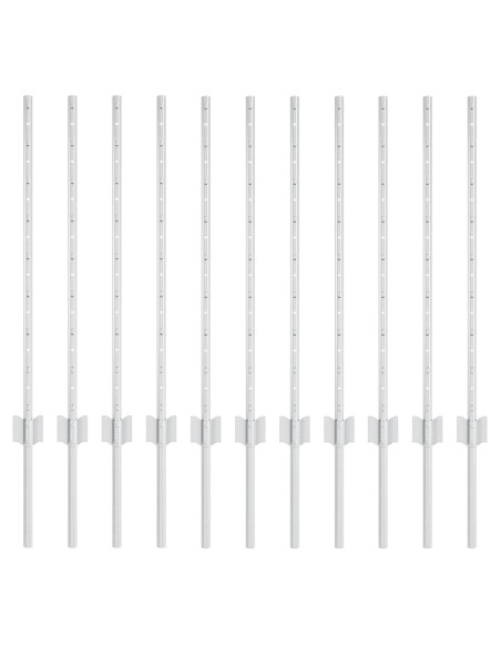 Palo della recinzione 11 pcs Argento 80 cm Acciaio