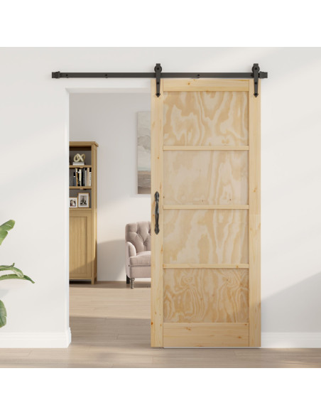 Porta Interna "ORKDAL" 83x202x4 cm Porta in Legno Massello di Pino