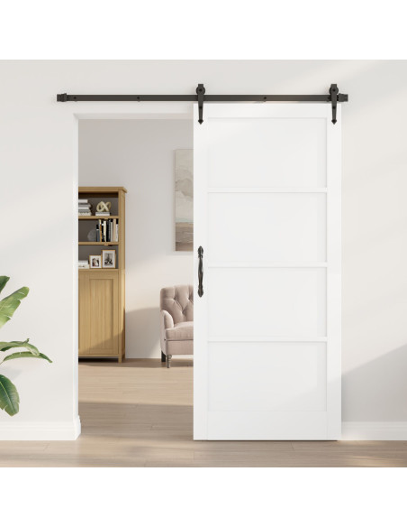 Porta Interna "ORKDAL" Bianca 93x211x4 cm in Legno Massello di Pino