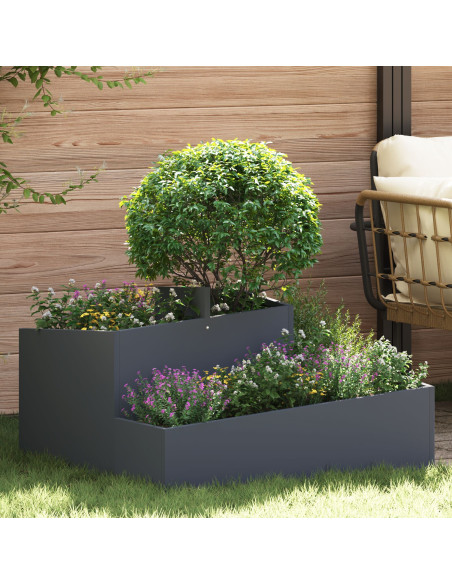 Fioriera Antracite 80x80x50 cm Acciaio Inossidabile