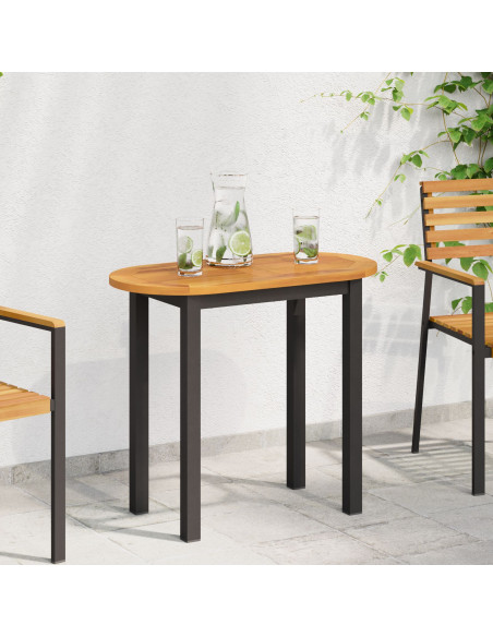 Tavolo  Ovale in Legno Massello di Acacia 80x40x2 cm