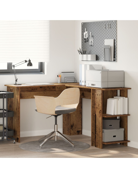 Scrivania Angolare Marrone Legno Vecchio MDF Medio