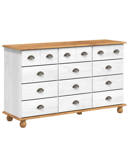 Cassettiera "ASKIM" Bianca 79x40x133.5 cm Legno Massello Pino