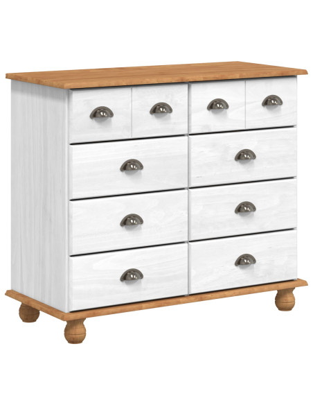 Cassettiera 'ASKIM'Bianca 91x40x79 cm in Legno Massello di Pino