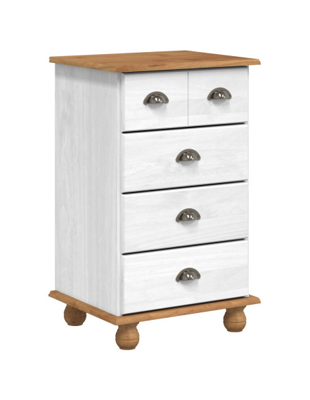 Cassettiera  'ASKIM'Bianca 45.8x40x79 cm Legno Massello di Pino