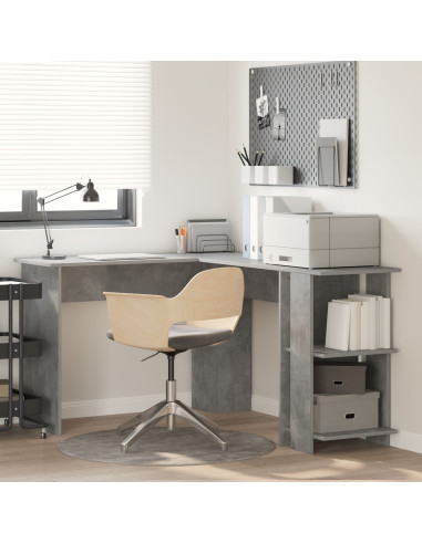 Scrivania ad angolo Grigio cemento 140 x 113,5 x 75 cm