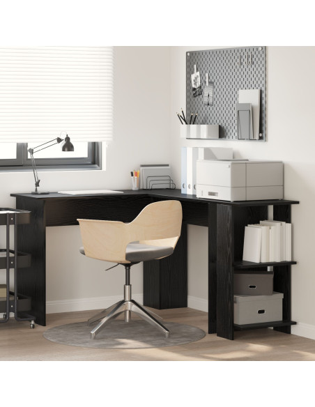 Scrivania ad Angolo in Rovere Nero Rovere Nero MDF Media