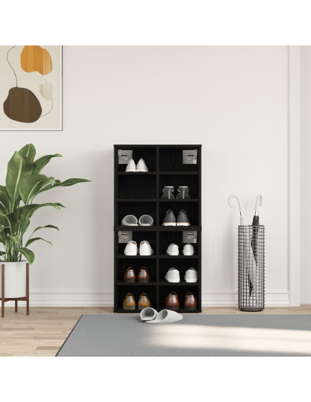 Mobile per Scarpe  2 pz Rovere Nero 52.5x30x50 cm