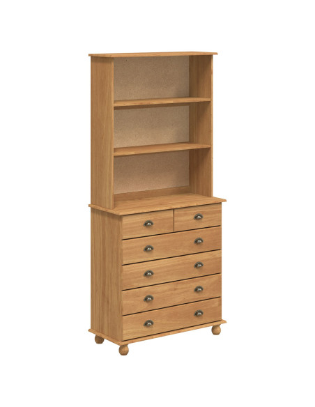 Hutch “ASKIM” Miele bruno 91x40x199.5 cm Legno massello Pino,  Hutch "ASKIM" 91x30x104 cm Legno massello Pino,  Comò "ASKIM