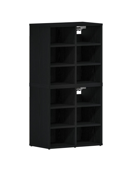 Mobile per Scarpe  2 pz Rovere Nero 52.5x30x50 cm