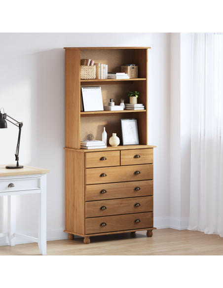 Hutch “ASKIM” Miele bruno 91x40x199.5 cm Legno massello Pino,  Hutch "ASKIM" 91x30x104 cm Legno massello Pino,  Comò "ASKIM