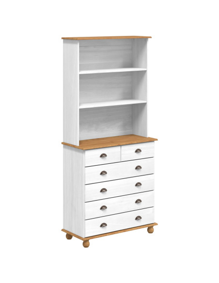 Vetrina  “ASKIM” Bianca 91x40x199.5 cm Legno Massello di Pino, Vetrina  "ASKIM" Bianca 91x30x104 cm Legno Massello di Pino, 