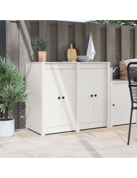 Porte da Cucina Esterne 2 pcs Bianche 50x9x82 cm Legno Massello di Pino
