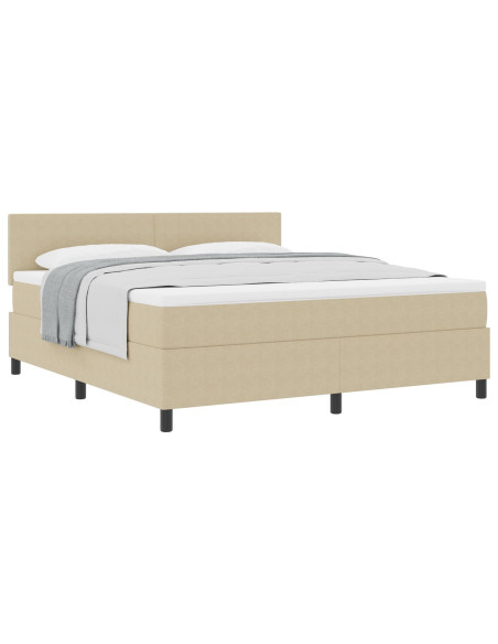 Letto con Box Spring e Materasso Beige 180x200 cm Tessuto Corduroy