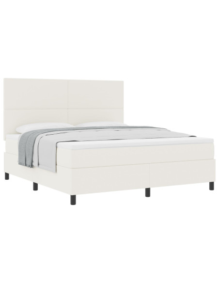 Letto Box Spring con Materasso Crema in Tessuto a Coste
