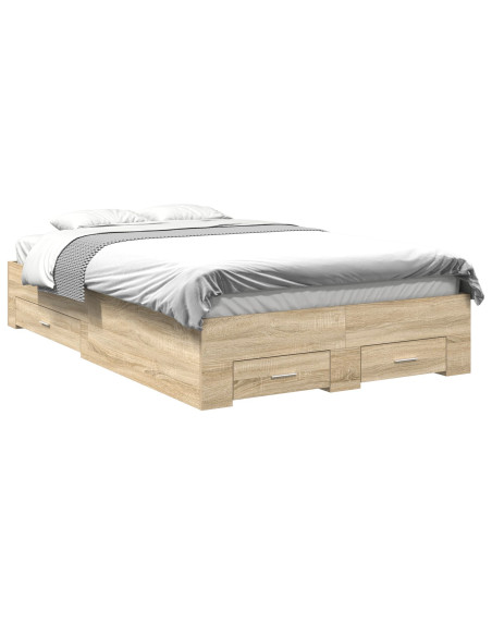 Struttura letto  con cassetti rovere sonoma 120x190 cm legno ingegnerizzato