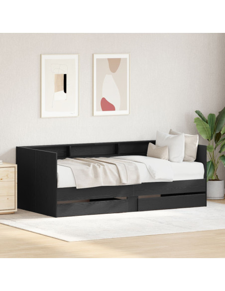 Struttura per Letto Giorno  con Cassetti Grigio Calcestruzzo 90x200 cm Legno Ingegnerizzato