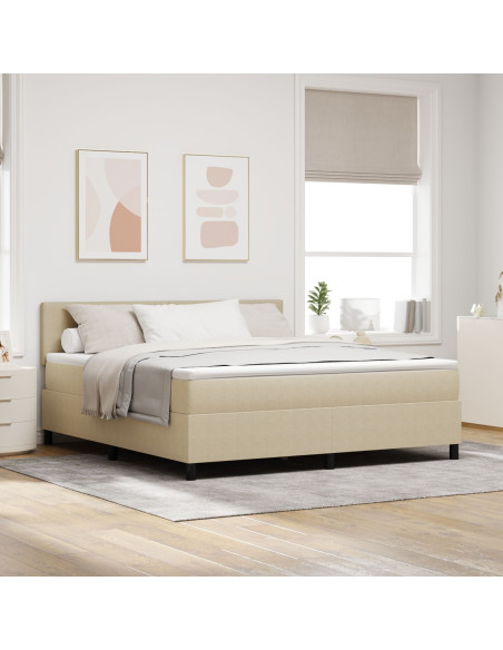 Letto con Box Spring e Materasso Beige 180x200 cm Tessuto Corduroy