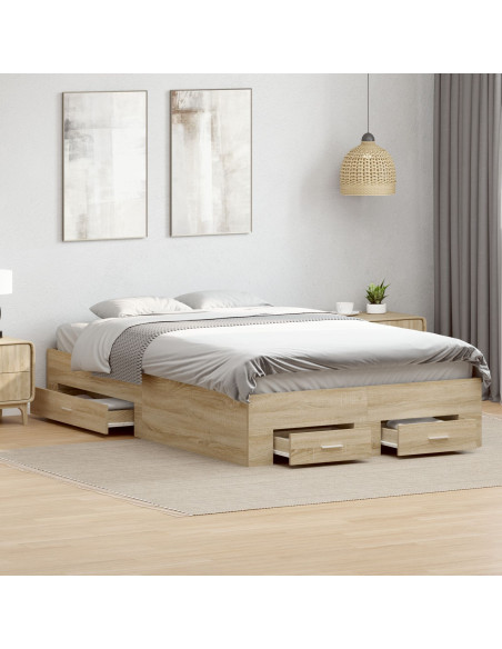 Struttura letto  con cassetti rovere sonoma 120x190 cm legno ingegnerizzato