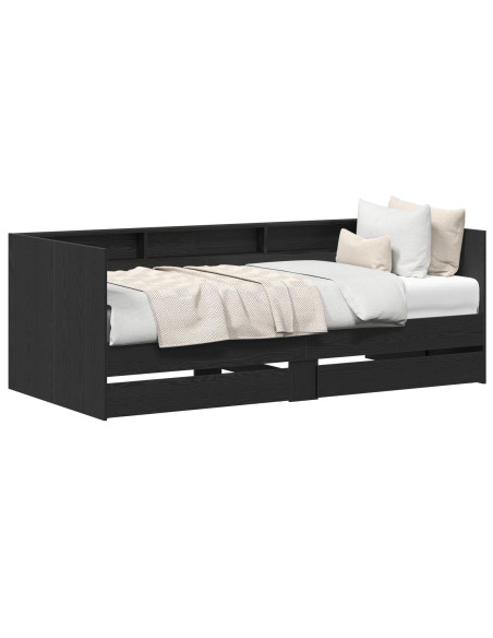 Struttura per Letto Giorno  con Cassetti Grigio Calcestruzzo 90x200 cm Legno Ingegnerizzato